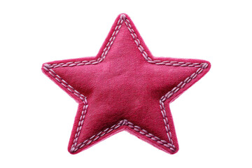Textile art pink star patch close-up