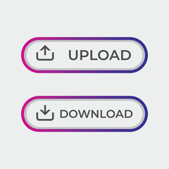 Colorful Download & Upload Buttons . Modern UI PNG & Vector for App & Web Design

