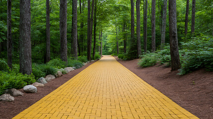 yellow brick roadway in the forest 93059814 1