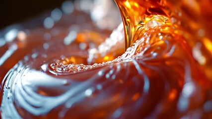 Close-up water drops on a glass with a vibrant orange and red abstract texture - Powered by Adobe