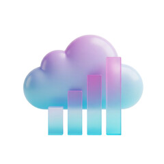 3D cloud computing icon. Data analytics, storage, and statistics concept  isolated on transparent background, png