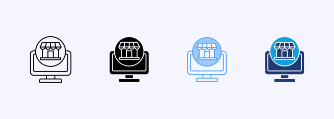 Online Market Icon Set Multiple Style Collection