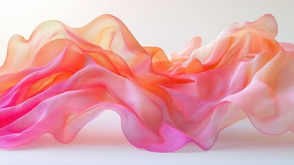 Ethereal Flowing Gradient Fabric Texture in Pink, Orange, and Yellow fabric texture gradient flowing yellow ethereal abstract waves pink orange soft smooth textile silk drapery pastel delicate curve