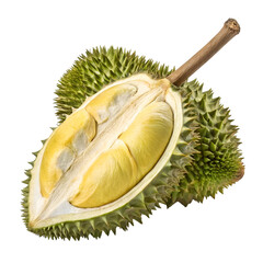 Obraz premium Whole Durian Fruit Isolated on Transparent Background