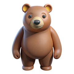 Fototapeta premium Cute 3D Cartoon Brown Bear Isolated - Adorable Animal Character
