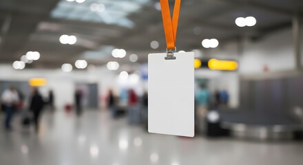 Blank identification card in airport terminal