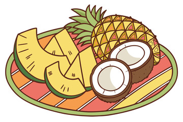 vector illustration of bread and fruit