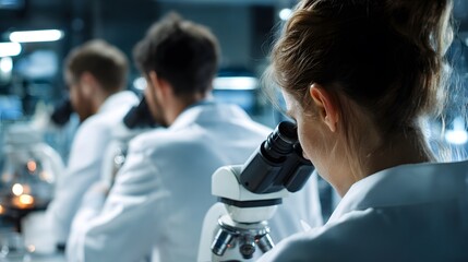 Scientists are dedicated to studying disease using microscopes, wearing white lab coats, and working meticulously to fight illness.