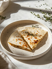 Classic Cheese Quesadilla Cut in Halves