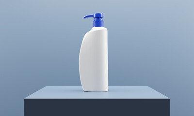 Soap dispenser isolated on blue background 