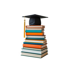 Graduation Cap on Stack of Books - Education and Knowledge Concept
