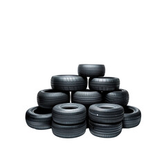Stack of New Black Tires, Rubber Tires Pile, Recycling Concept