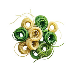 Vibrant Green and Yellow Pasta Nests A Culinary Delight