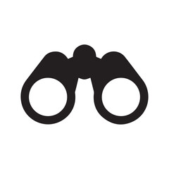 Simple black silhouette vector icon of binoculars on a white background.