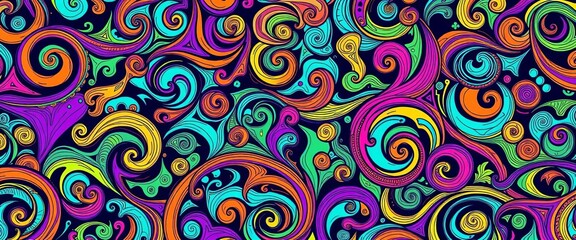 Fototapeta premium Vibrant, swirling, abstract vector pattern in boho style, zentangle inspired, floral, design element