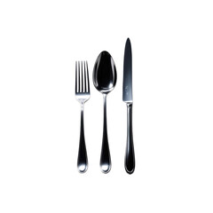 Elegant Silverware Set Fork, Spoon, and Knife on Transparent Background