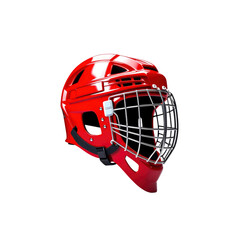 Red Hockey Helmet with Cage, Professional Ice Hockey Protective Gear