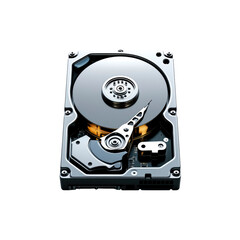 Close-up of a Modern Hard Disk Drive (HDD) with Gleaming Platters and Actuator Arm