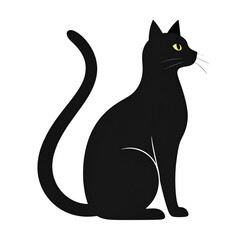 Fototapeta premium an animated black cat with tail, situated in the center of the frame against a dark background that appears to have a purpleish hue