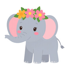 Fototapeta premium a charming cartoon elephant with large, floppy ears. it's standing against a white background, giving it a clean and simple look
