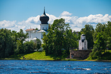View of the Church of the Assumption of the Blessed Virgin Mary from Paromenya and the Olginsky...