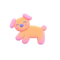 Fototapeta premium 3D cartoon dog icon with nebula purple-pink design on transparent background
