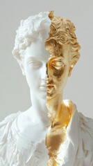 Split Image of golden baroque statue