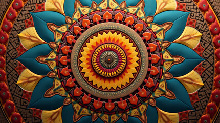 Intricate mandala pattern made from fabric