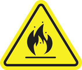 Flammable & Inflammable Substances Sign — Fire Hazard Yellow Triangle Vector Icon

