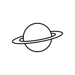 Saturn Planet Rings Solar System Line Icon