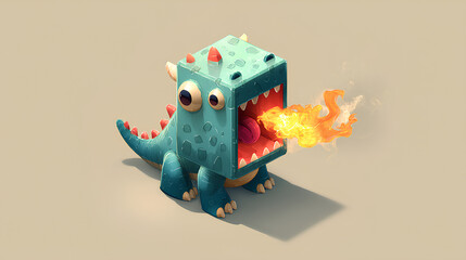 cute dragon baby animation, white background