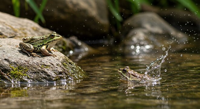 Froggy pond encounter splashy aquatic fun
