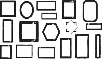 Various distressed geometric frames and shapes border grunge