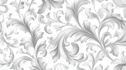 Metallic silver botanical pattern featuring delicate, intertwining floral elements, delivering sophisticated design potential for textile, wallpaper, and decorative backgrounds