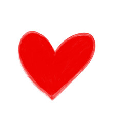 Red Hand-Drawn Heart Illustration – Grunge Brush Love Symbol Vector Illustration
