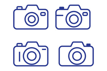 Camera icon set. photo camera in flat style symbol. photography camera line art signs, vector illustration