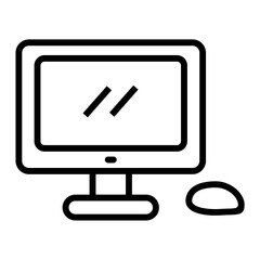 Desktop Computer Monitor and Mouse Line Icon