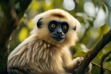 Obraz premium Monkey sitting on a tree branch in its natural habitat