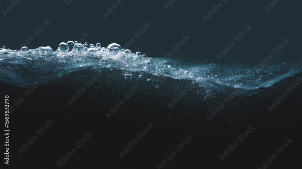 Aufkleber Water bubble wave pattern dark surface abstract liquid create calming abstract scene with water bubbles forming wave pattern