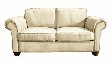 Fluid Living Living room sofa cream isolated watercolor vector illustration svg