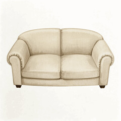 Pigment Lounge Living room sofa cream isolated watercolor vector illustration svg