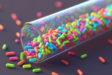 Colorful  circular tokens scattered across a surface create an eye-catching pattern in a vibrant display