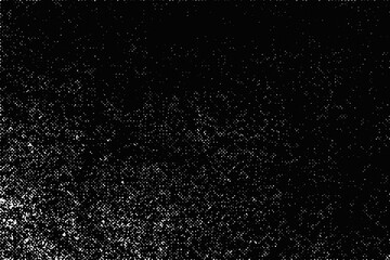 Dust Black Halftone abstract background. Copy space. Banner. Design template. White specks Bold particles over black background. Noise black background.