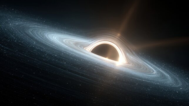 Mysterious Stellar Entity: Witness the cosmic grandeur of a black hole, its singularity pulling in matter and energy, showcasing the stunning dance of gravity and light in the vast expanse of space. 