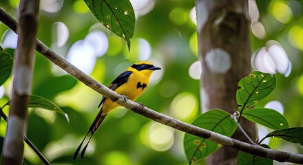 Swallow Tailed Manakin Perched Exotic Bird Vibrant Avian Wildlife