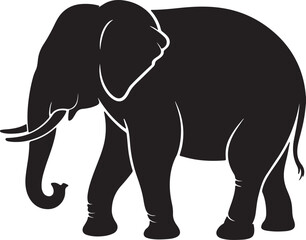 Obraz premium Black Silhouette of an Adult Elephant Walking Side Profile View Large Mammal African Animal Wildlife Graphic Design Element