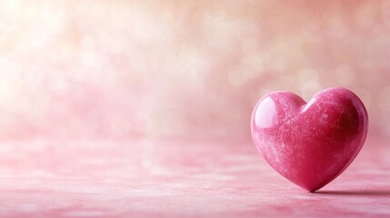 Captivating Heart Stone on a Romantic Pink Backdrop for Love and Affection