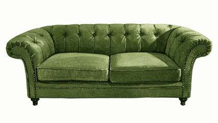 Stillness Room Living room sofa green isolated watercolor vector illustration svg