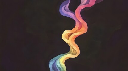 Abstract Rainbow Swirl Against a Dark Backdrop for Creative Applications