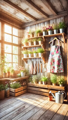 Warm and Cozy Indoor Garden Space with Wooden Shelves